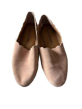 Lucky Brand Cloeey Scalloped Suede Ballet Flats in Blush Pink